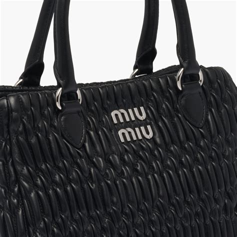 miu miu nappa crystal quilted leather tote|Black Miu Crystal Nappa Leather And Crystal Handbag .